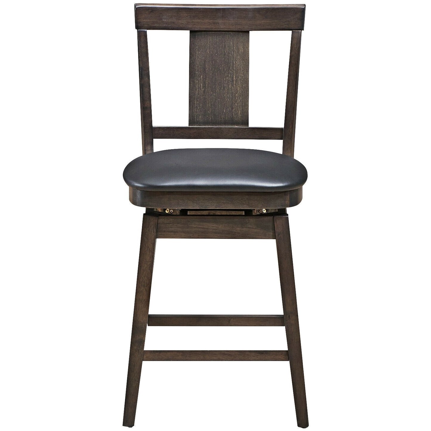 24 inch Swivel Upholstered Counter Height Bar Chair with Rubber Wood Legs, Brown Bar Stools   at Gallery Canada