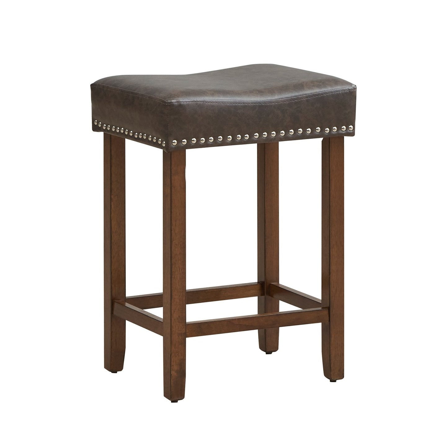 24 Inch Upholstered PU Leather Bar Stools Set of 2, Gray Bar Stools   at Gallery Canada