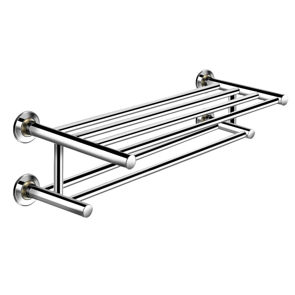 24 Inch Wall Mounted Stainless Steel Towel Storage Rack with 2 Storage Tier, Silver Towel Racks   at Gallery Canada