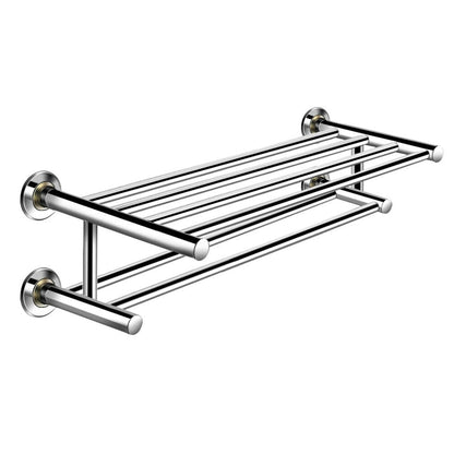 24 Inch Wall Mounted Stainless Steel Towel Storage Rack with 2 Storage Tier, Silver Towel Racks   at Gallery Canada