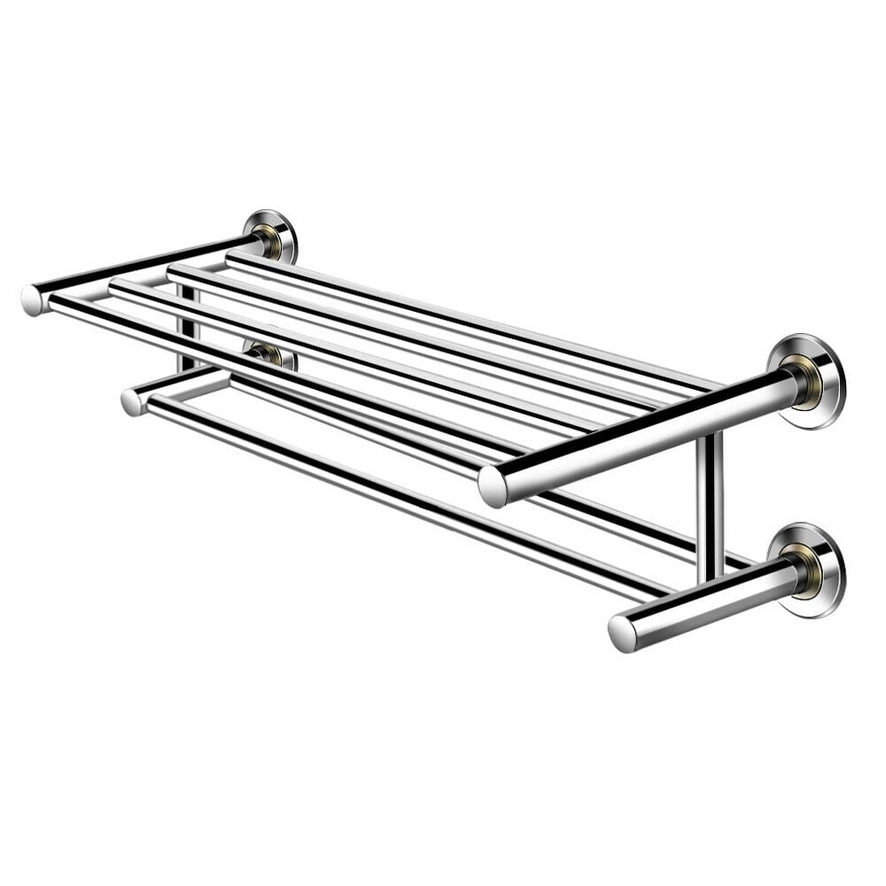 24 Inch Wall Mounted Stainless Steel Towel Storage Rack with 2 Storage Tier, Silver Towel Racks   at Gallery Canada