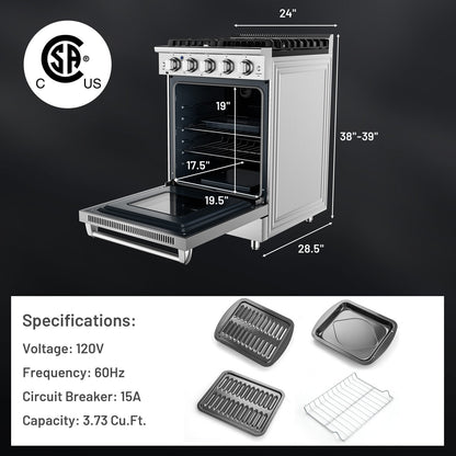 24 Inches Freestanding Natural Gas Range with 4 Burners Cooktop Food Warmers & Burners   at Gallery Canada