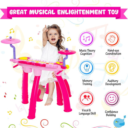 24-Key Piano Keyboard DJ Drum Combination with Microphone and MP3, Pink Musical Toys   at Gallery Canada