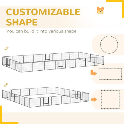 24 Panel 24" Height Heavy Duty Dog Playpen for Small Medium Dogs, Grey Houses, Kennels & Pens   at Gallery Canada