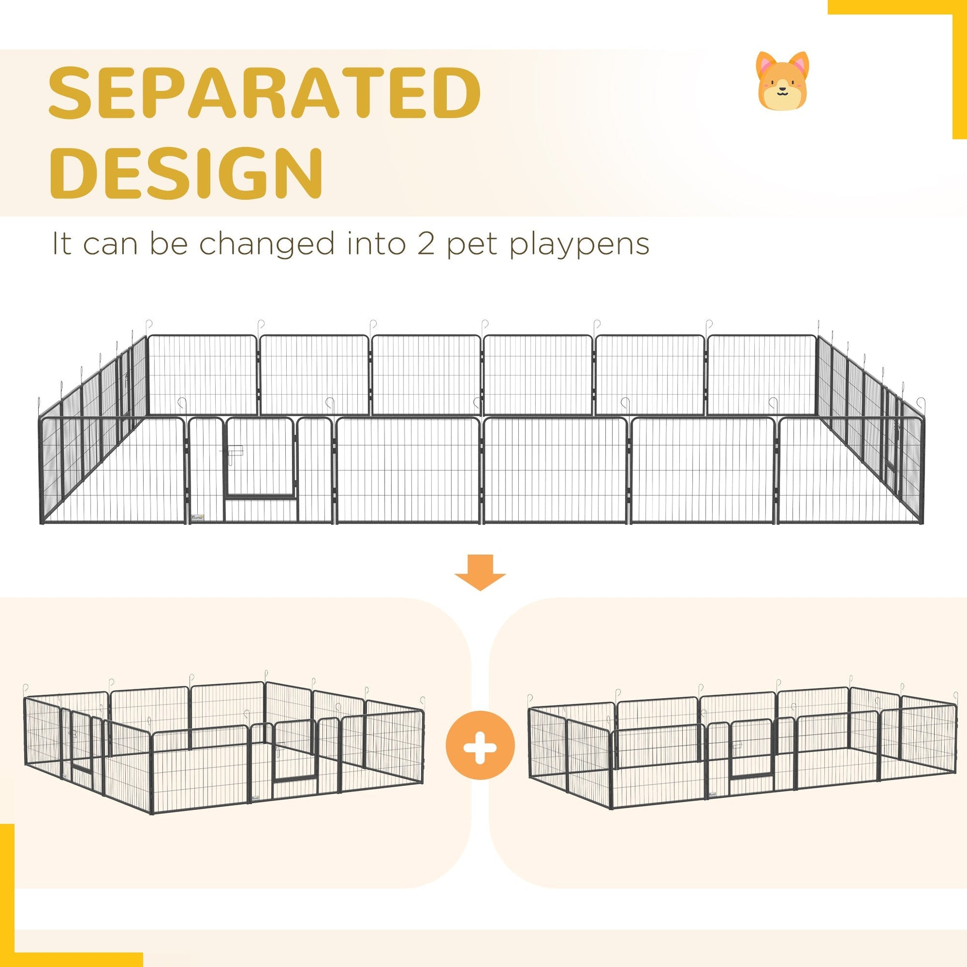 24 Panel 24" Height Heavy Duty Dog Playpen for Small Medium Dogs, Grey Houses, Kennels & Pens   at Gallery Canada