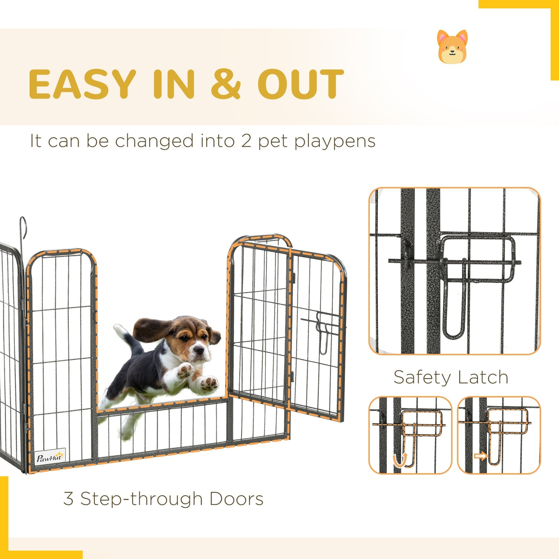 24 Panel 24" Height Heavy Duty Dog Playpen for Small Medium Dogs, Grey Houses, Kennels & Pens   at Gallery Canada