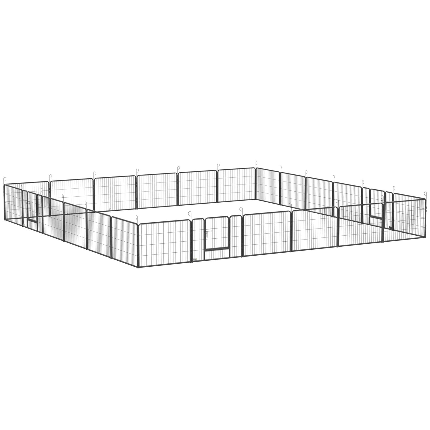 24 Panel 24" Height Heavy Duty Dog Playpen for Small Medium Dogs, Grey Houses, Kennels & Pens Grey  at Gallery Canada