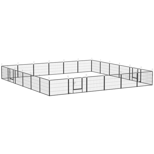 24 Panel 24" Height Heavy Duty Dog Playpen for Small Medium Dogs, Grey Houses, Kennels & Pens Grey  at Gallery Canada