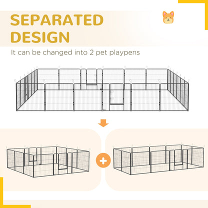 24 Panel 31.5" Height Heavy Duty Dog Playpen for Small Medium Dogs, Grey Houses, Kennels & Pens   at Gallery Canada