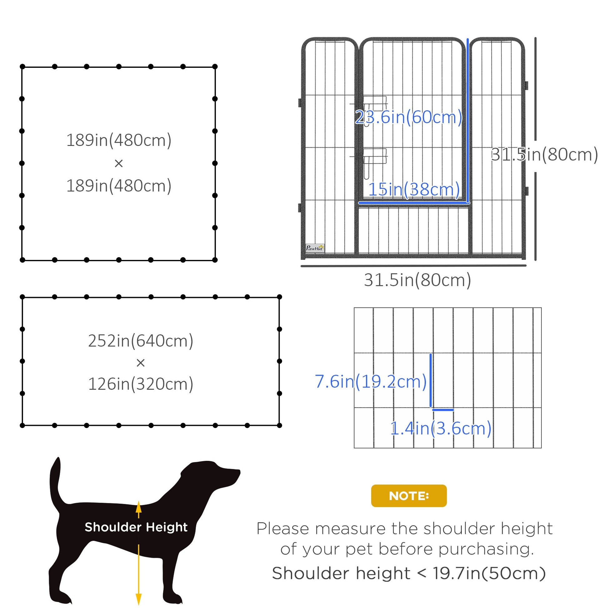 24 Panel 31.5" Height Heavy Duty Dog Playpen for Small Medium Dogs, Grey Houses, Kennels & Pens   at Gallery Canada