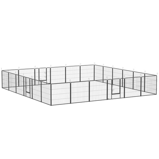 24 Panel 31.5" Height Heavy Duty Dog Playpen for Small Medium Dogs, Grey Houses, Kennels & Pens Grey  at Gallery Canada