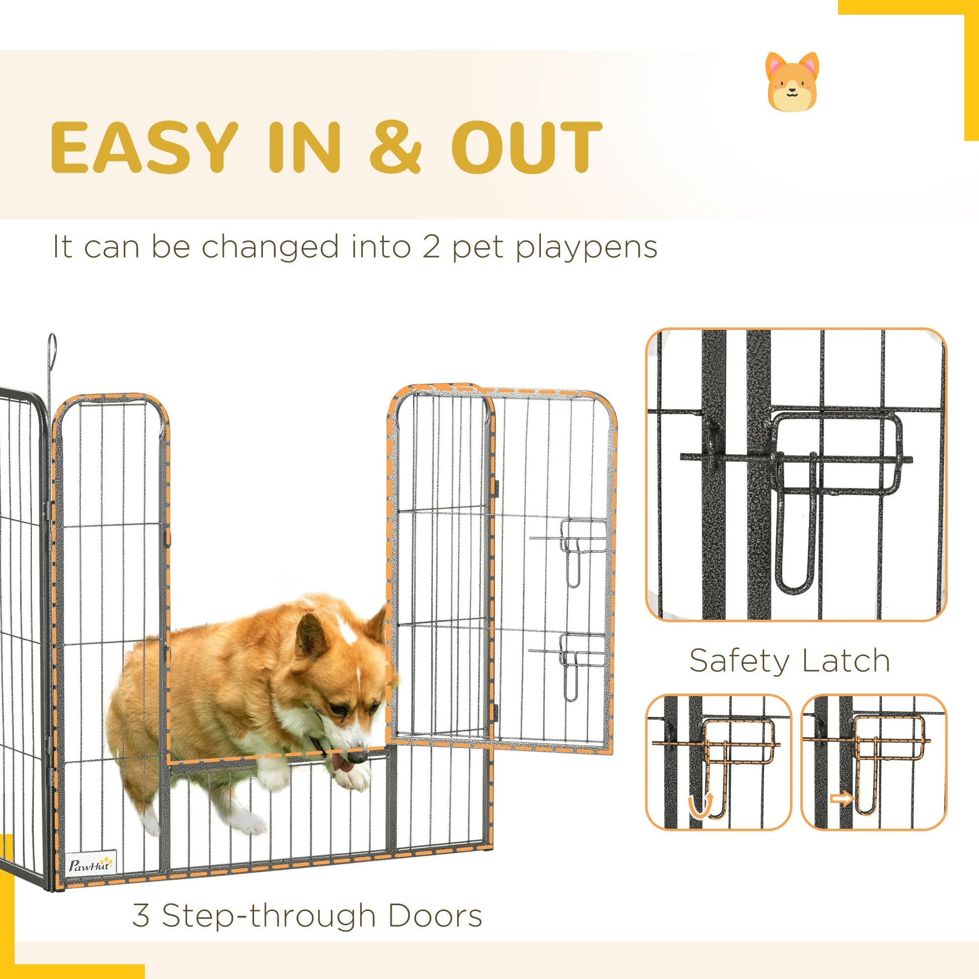 24 Panel 31.5" Height Heavy Duty Dog Playpen for Small Medium Dogs, Grey Houses, Kennels & Pens   at Gallery Canada