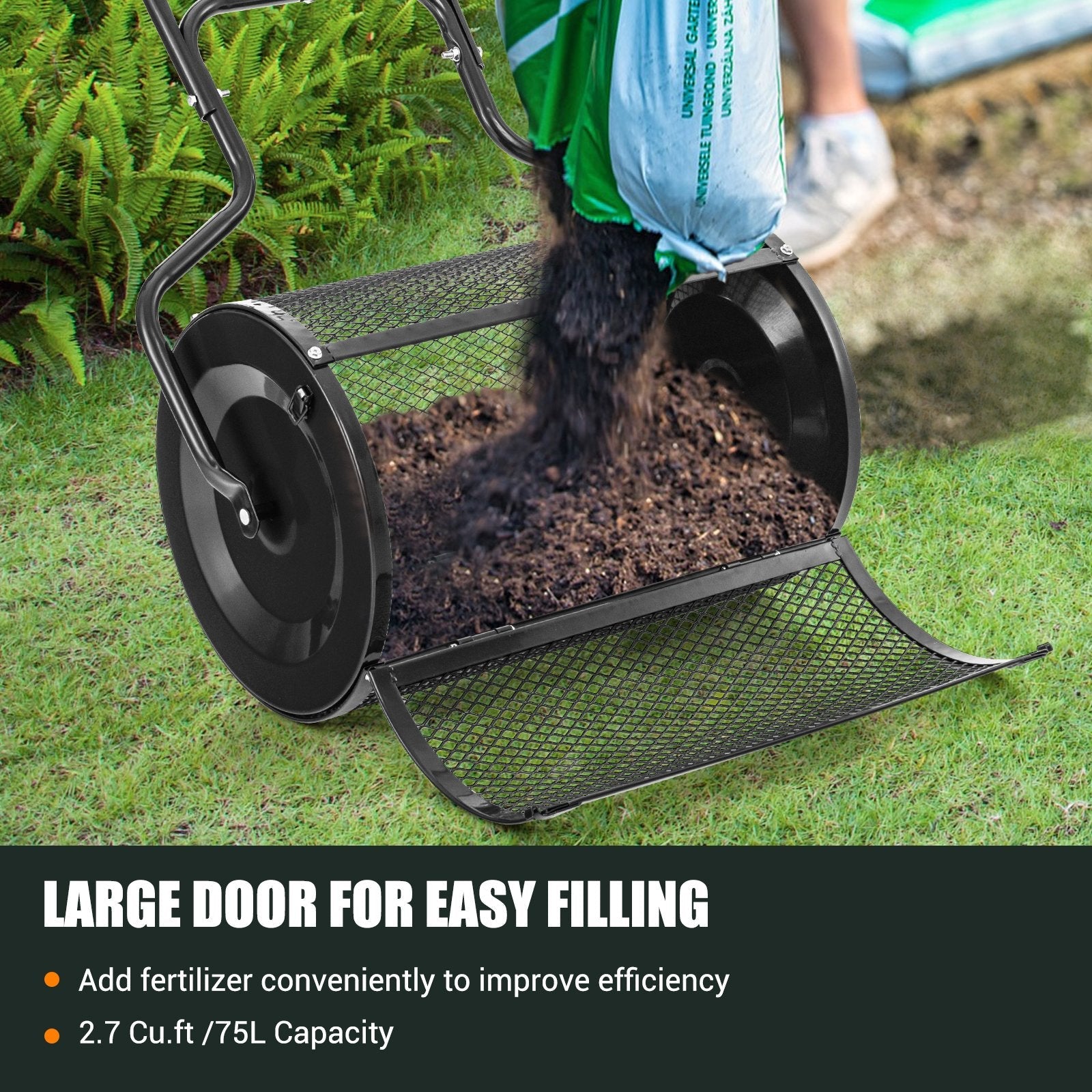 24” Peat Moss Spreader with Upgrade Side Latches and U-shape Handle, Black Garden Tools   at Gallery Canada