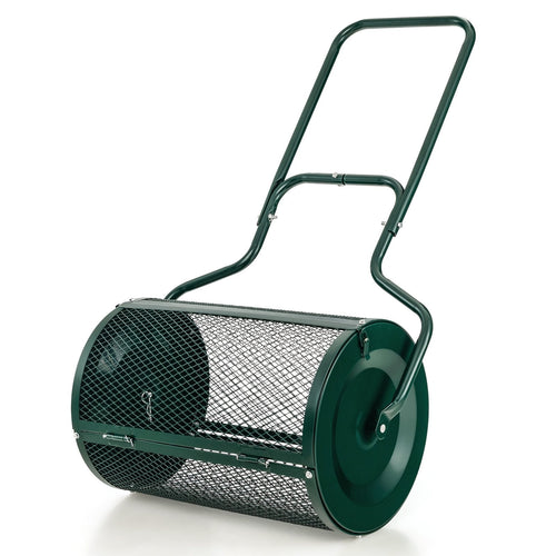 24” Peat Moss Spreader with Upgrade Side Latches and U-shape Handle, Green