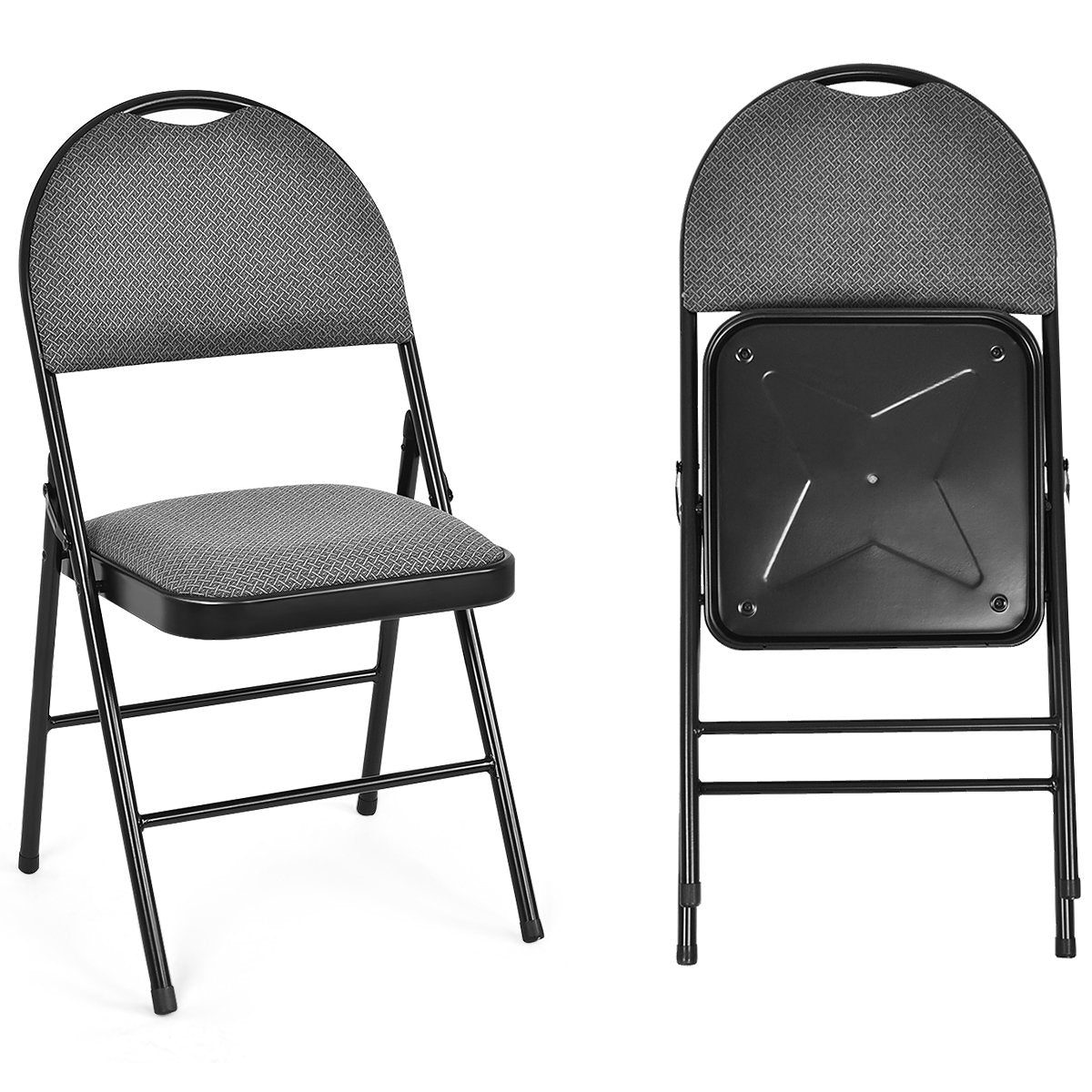 2/4 Pieces Padded Folding Office Chairs with Backrest-Set of 2, Gray Conference Chairs   at Gallery Canada