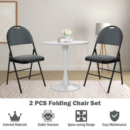 2/4 Pieces Padded Folding Office Chairs with Backrest-Set of 2, Gray Conference Chairs   at Gallery Canada