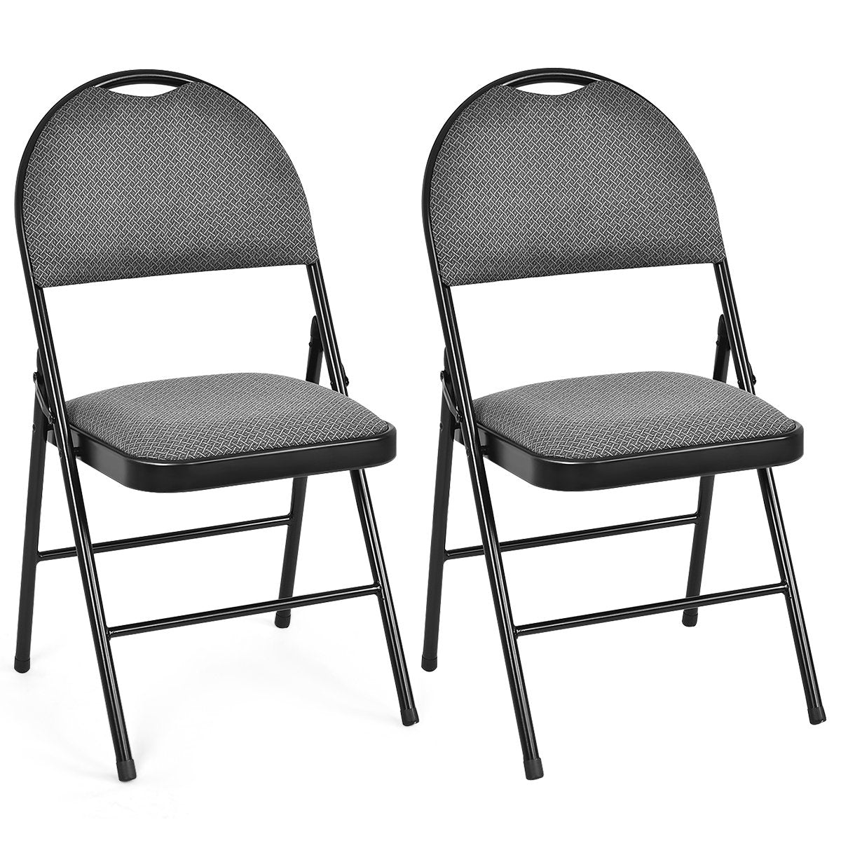 2/4 Pieces Padded Folding Office Chairs with Backrest-Set of 2, Gray Conference Chairs   at Gallery Canada