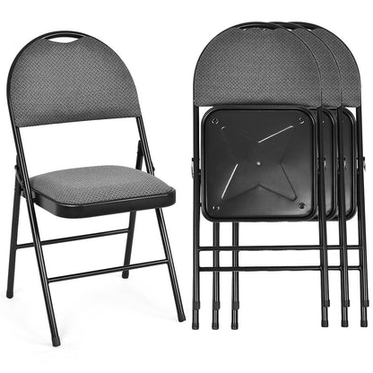 2/4 Pieces Padded Folding Office Chairs with Backrest-Set of 4, Gray Conference Chairs   at Gallery Canada