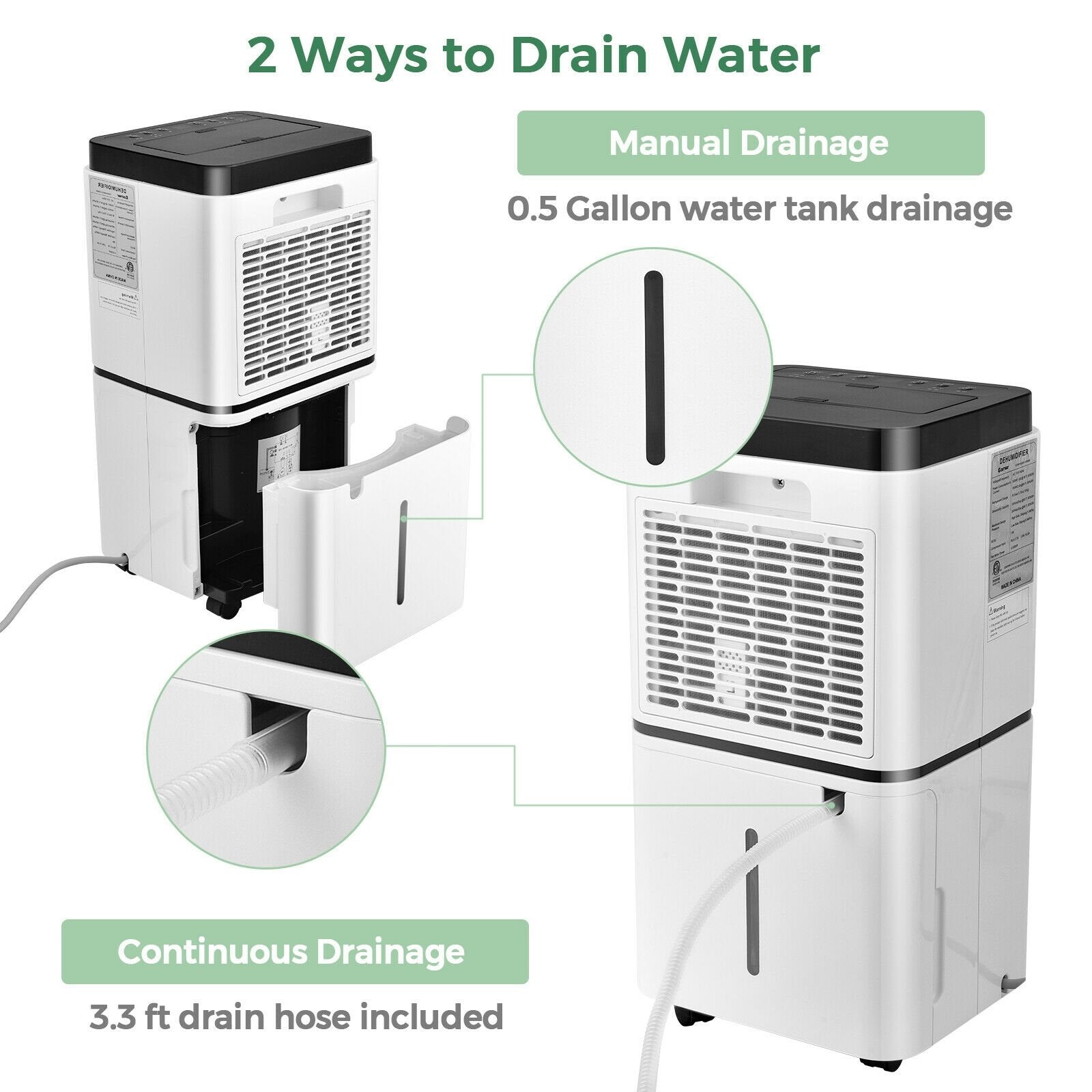 24 Pints 1500 Sq. ft Dehumidifier for Medium to Large Room with Indicator, White Dehumidifiers   at Gallery Canada