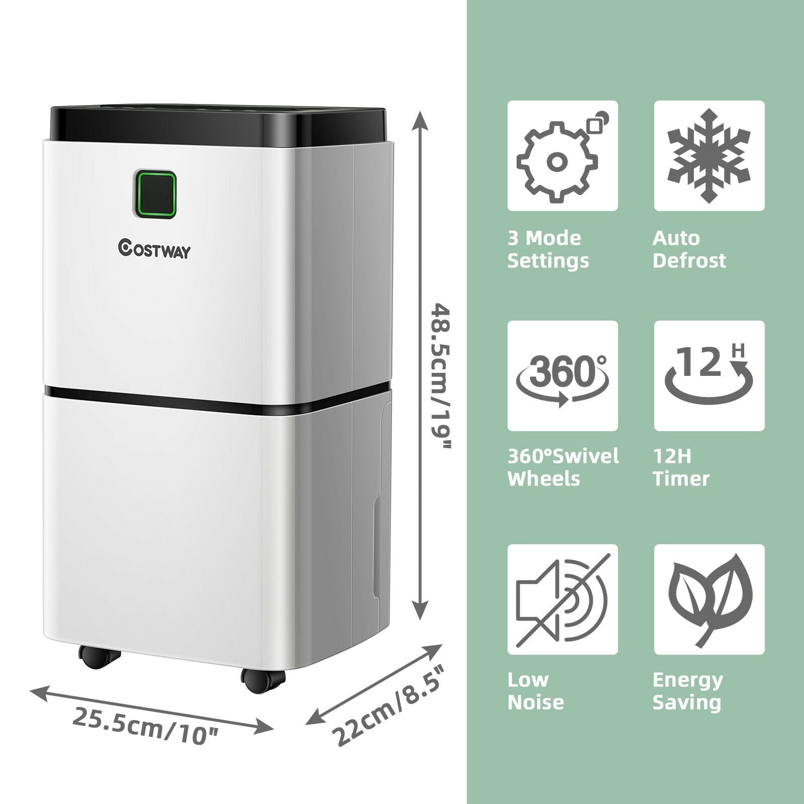 24 Pints 1500 Sq. ft Dehumidifier for Medium to Large Room with Indicator, White Dehumidifiers   at Gallery Canada