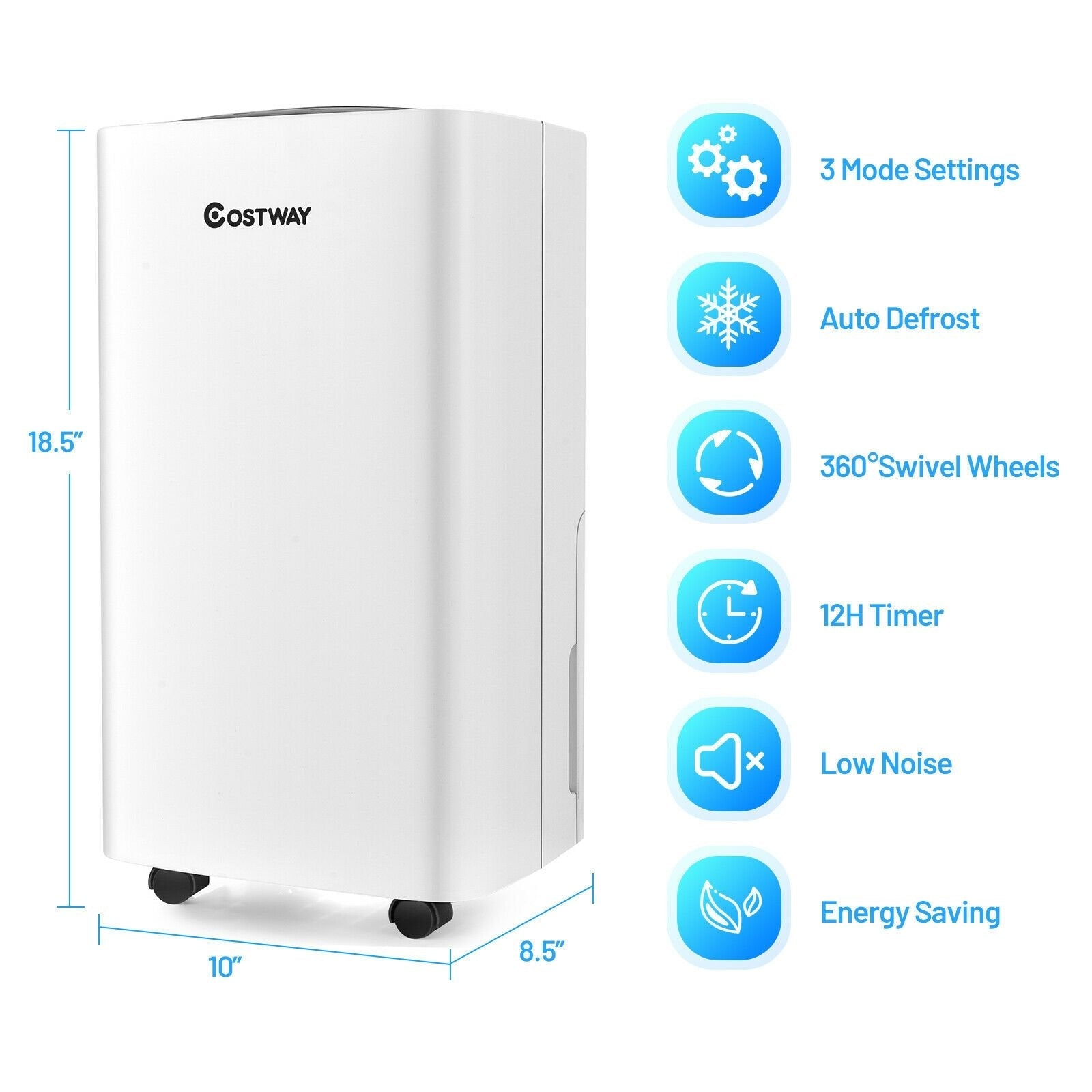 24 Pints 1500 Sq. Ft Portable Dehumidifier For Medium To Large Spaces, White Dehumidifiers   at Gallery Canada