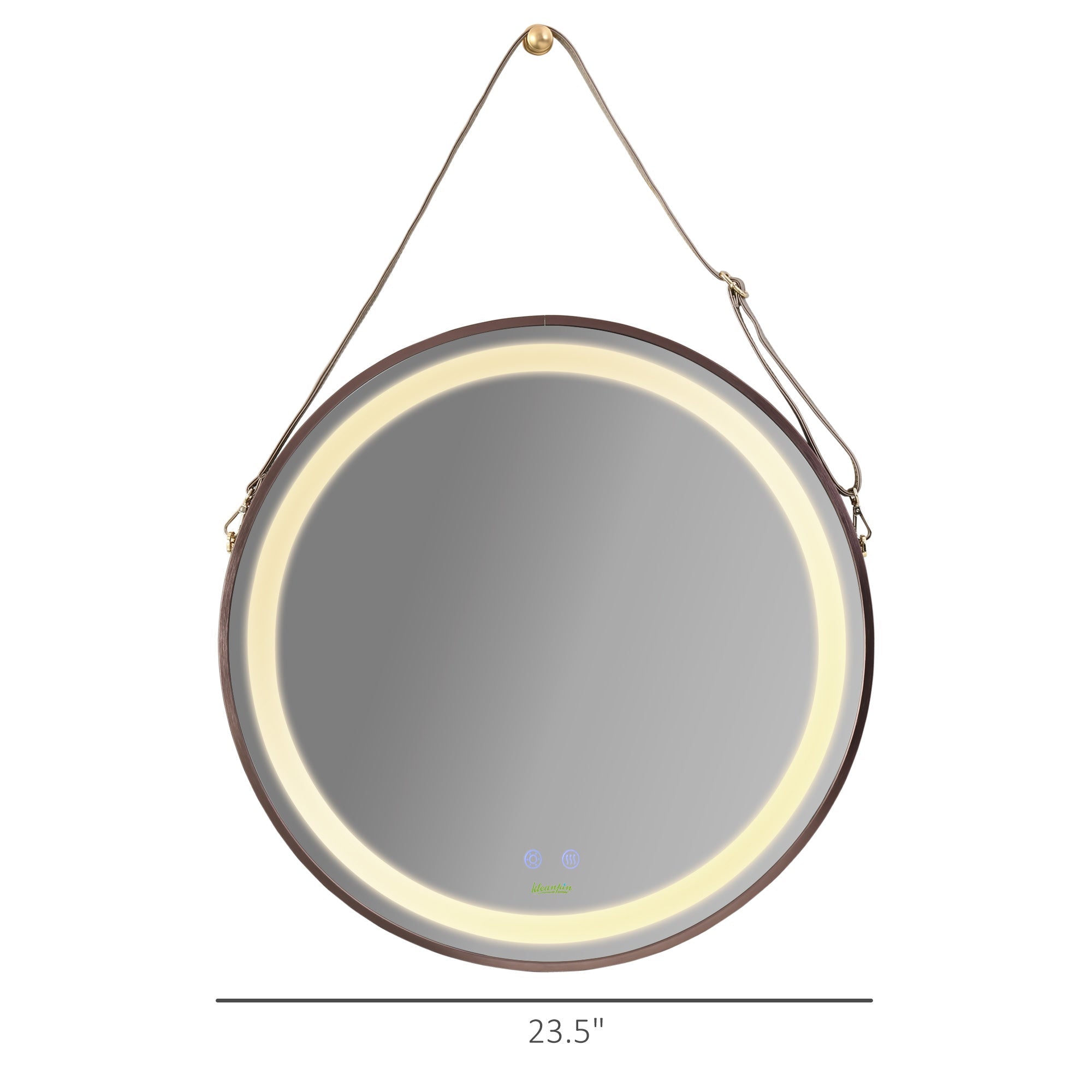 24'' Round Led Bathroom Mirror, Dimmable Anti Fog Wall-Mounted Mirror with 3 Temperature Colors, Plug-in, Rose Gold Wall Mirrors   at Gallery Canada