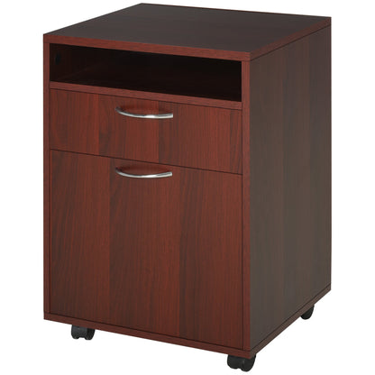 24" Small Filing Cabinet with Open Compartment, Drawer and Wheels, Home Office Storage Cabinet, Espresso Office Cabinets & Cupboards   at Gallery Canada