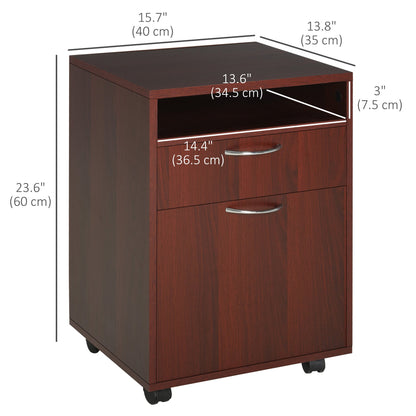 24" Small Filing Cabinet with Open Compartment, Drawer and Wheels, Home Office Storage Cabinet, Espresso Office Cabinets & Cupboards   at Gallery Canada