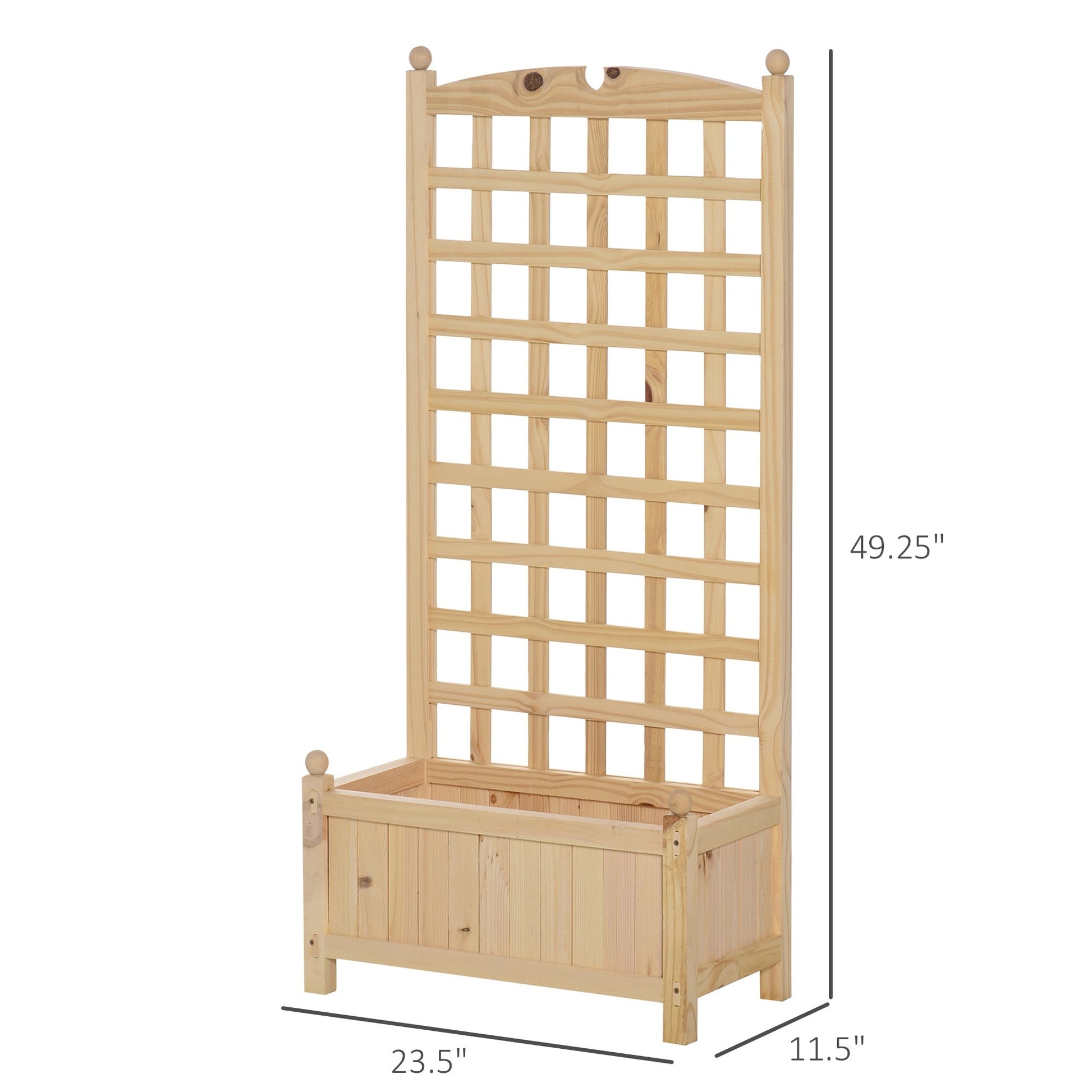 24" x 12" x 49" Raised Garden Bed with Trellis Board Back &; Strong Wooden Design &; Materials Elevated Garden Beds Natural  at Gallery Canada