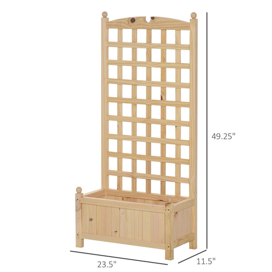 24" x 12" x 49" Raised Garden Bed with Trellis Board Back &; Strong Wooden Design &; Materials Elevated Garden Beds Natural  at Gallery Canada