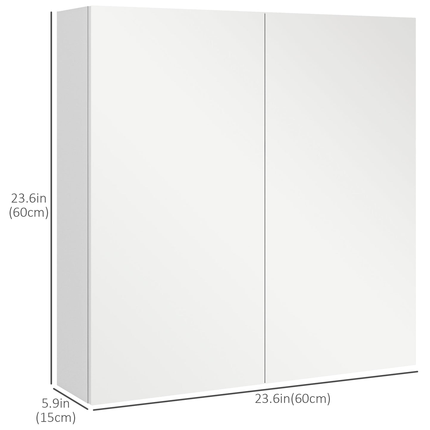 24" x 24" Medicine Cabinet, Wall Mounted Bathroom Mirror Cabinet with Mirrored Doors, Adjustable Shelves and Soft Close Mechanism, High Gloss White Mirror Medicine Cabinets   at Gallery Canada