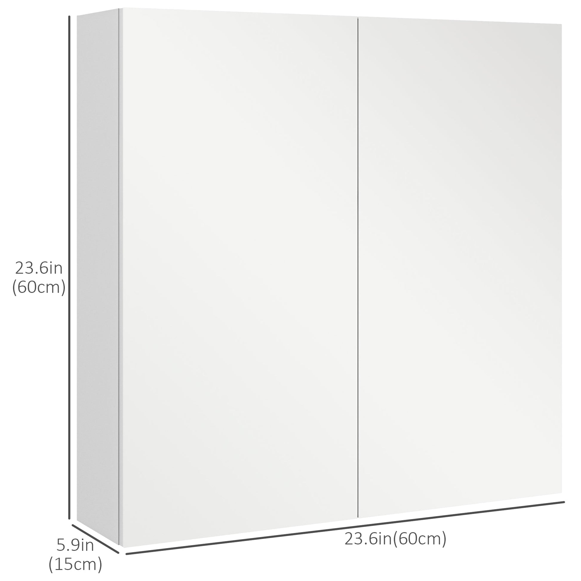 24" x 24" Medicine Cabinet, Wall Mounted Bathroom Mirror Cabinet with Mirrored Doors, Adjustable Shelves and Soft Close Mechanism, High Gloss White Mirror Medicine Cabinets   at Gallery Canada