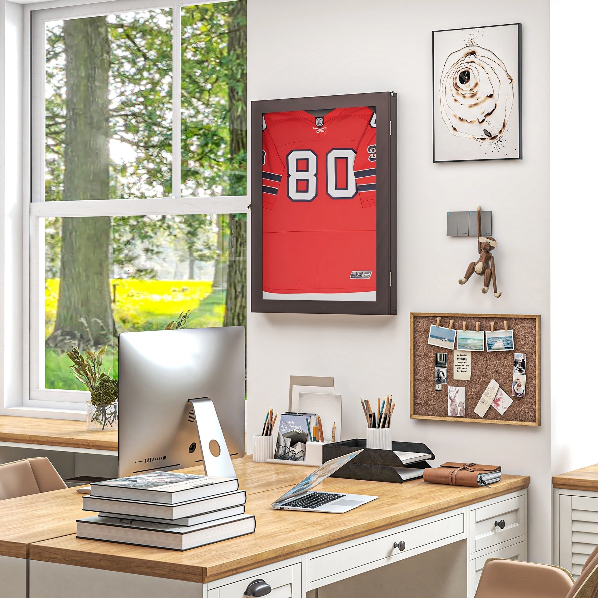 24" x 32" Hockey Jersey Frame, Jersey Shadow Box for Basketball Football Baseball, Brown Jersey Display Cases   at Gallery Canada