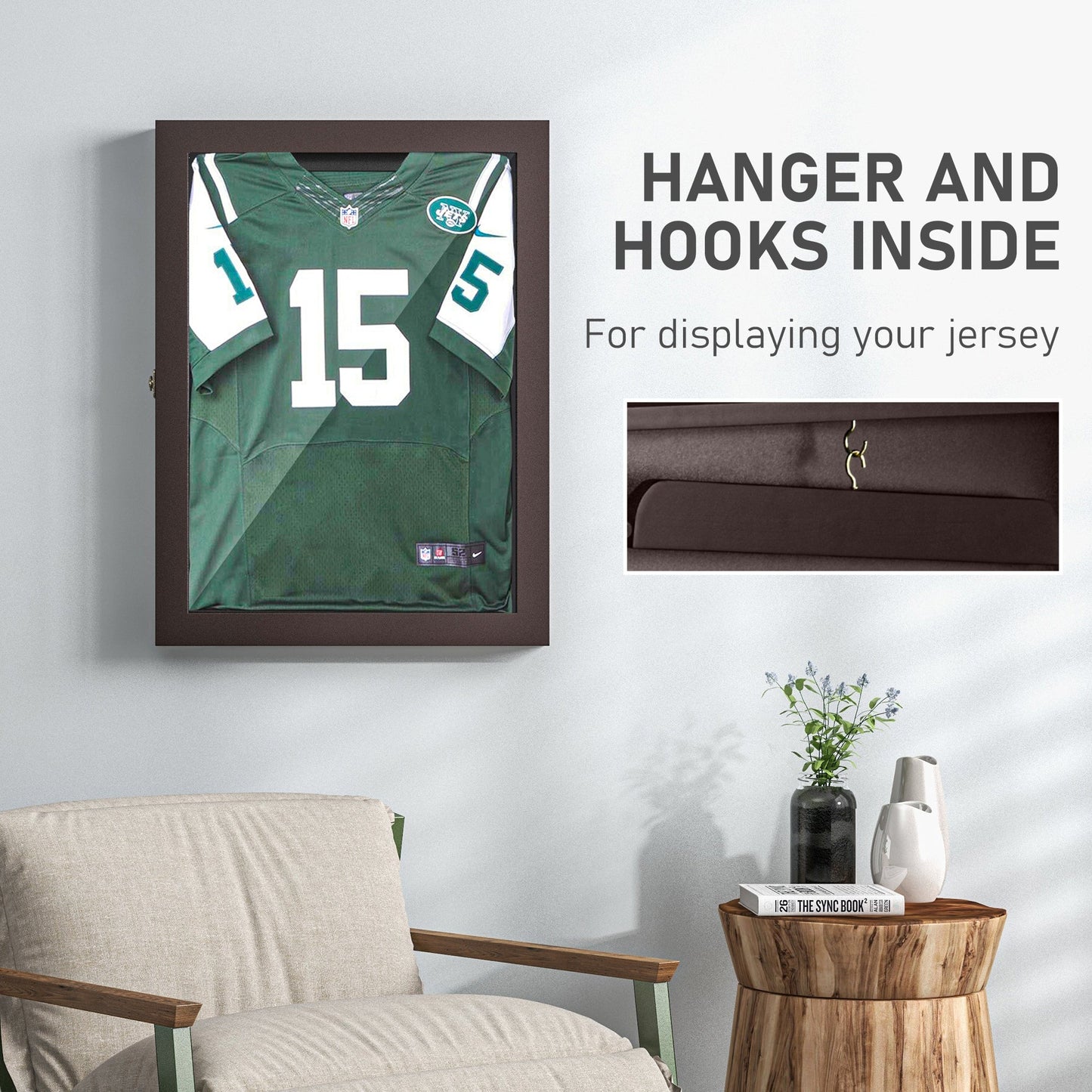 24" x 32" Hockey Jersey Frame, Jersey Shadow Box for Basketball Football Baseball, Brown Jersey Display Cases   at Gallery Canada