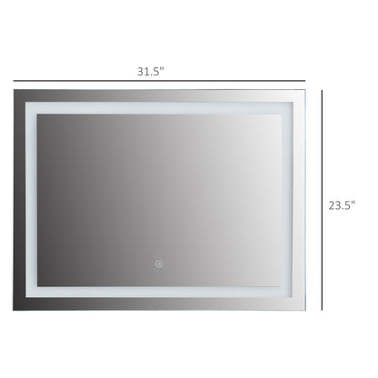 24 x 32 Inch LED Bathroom Mirror Wall Mounted Vanity Lighted Illuminated Mirror with with Touch Switch, Vertical Outline LEDs Wall Mirrors   at Gallery Canada