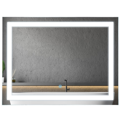 24 x 32 Inch LED Bathroom Mirror Wall Mounted Vanity Lighted Illuminated Mirror with with Touch Switch, Vertical Outline LEDs Wall Mirrors   at Gallery Canada