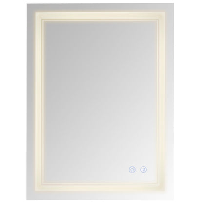 24" x 32" LED Bathroom Mirror, Dimmable Lighted Anti Fog Wall-Mounted Mirror, with 3 Colour, Smart Touch, Plug-in, Vertical or Horizontal Hanging Wall Mirrors Silver  at Gallery Canada