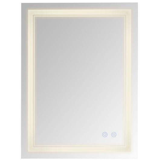 24" x 32" LED Bathroom Mirror, Dimmable Lighted Anti Fog Wall-Mounted Mirror, with 3 Colour, Smart Touch, Plug-in, Vertical or Horizontal Hanging Wall Mirrors Silver  at Gallery Canada