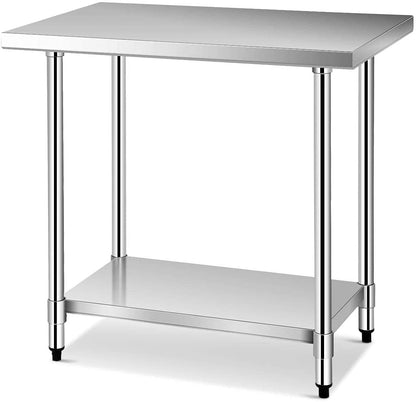 24 x 36 Inch Stainless Steel Commercial Kitchen Food Prep Table, Silver Kitchen Tools   at Gallery Canada