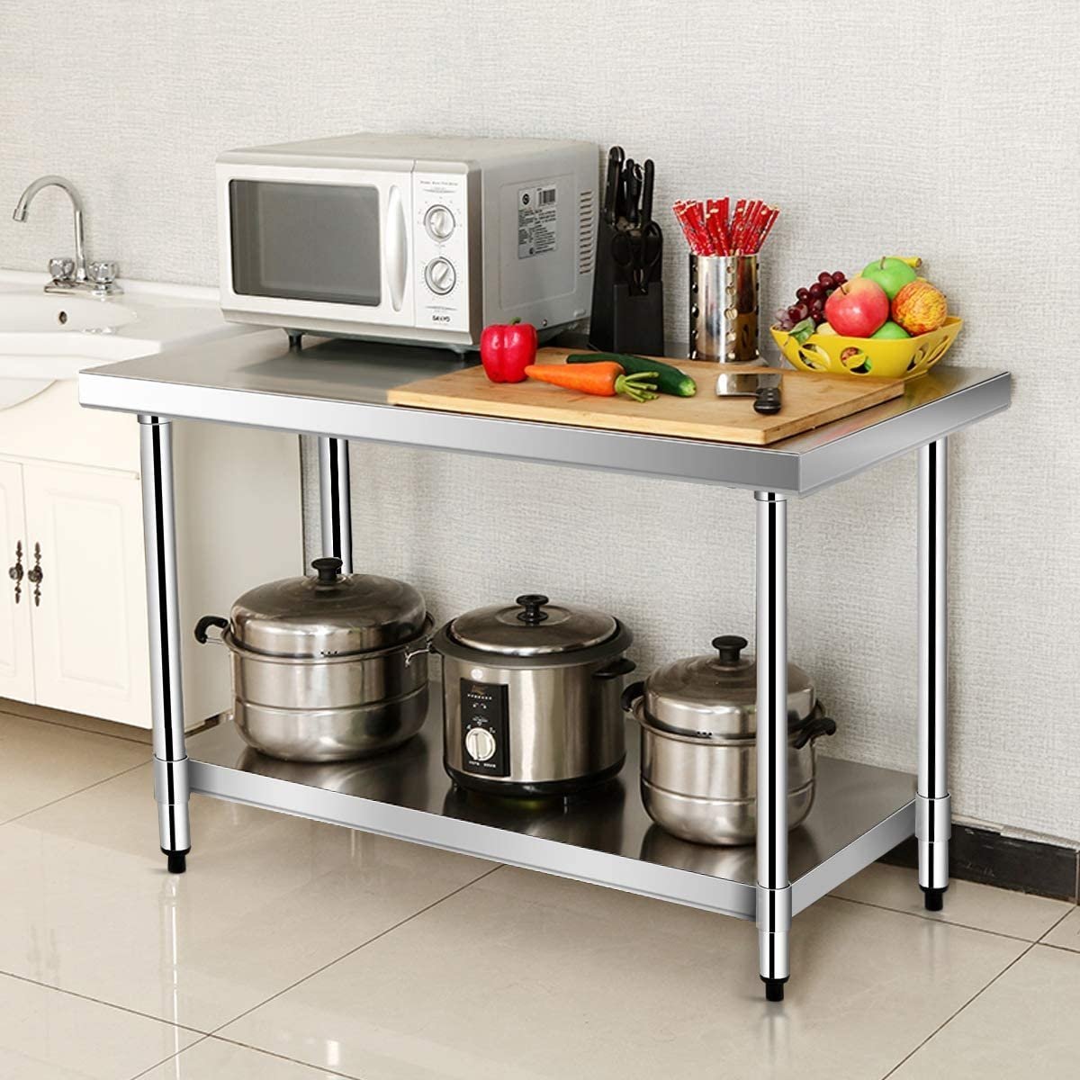 24 x 36 Inch Stainless Steel Commercial Kitchen Food Prep Table, Silver Kitchen Tools   at Gallery Canada