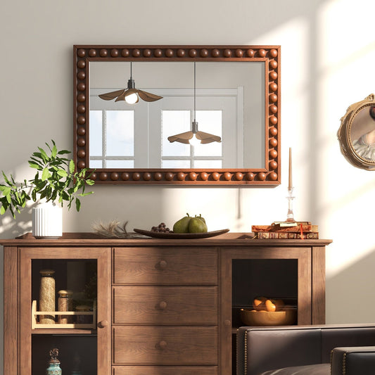 24 x 36 Inches Rustic Wall Mirror with Solid Wood Frame for Living Room  Bedroom, Brown Wall Mirrors Brown  at Gallery Canada