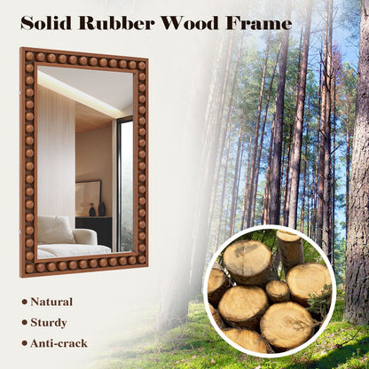 24 x 36 Inches Rustic Wall Mirror with Solid Wood Frame for Living Room  Bedroom, Brown Wall Mirrors   at Gallery Canada