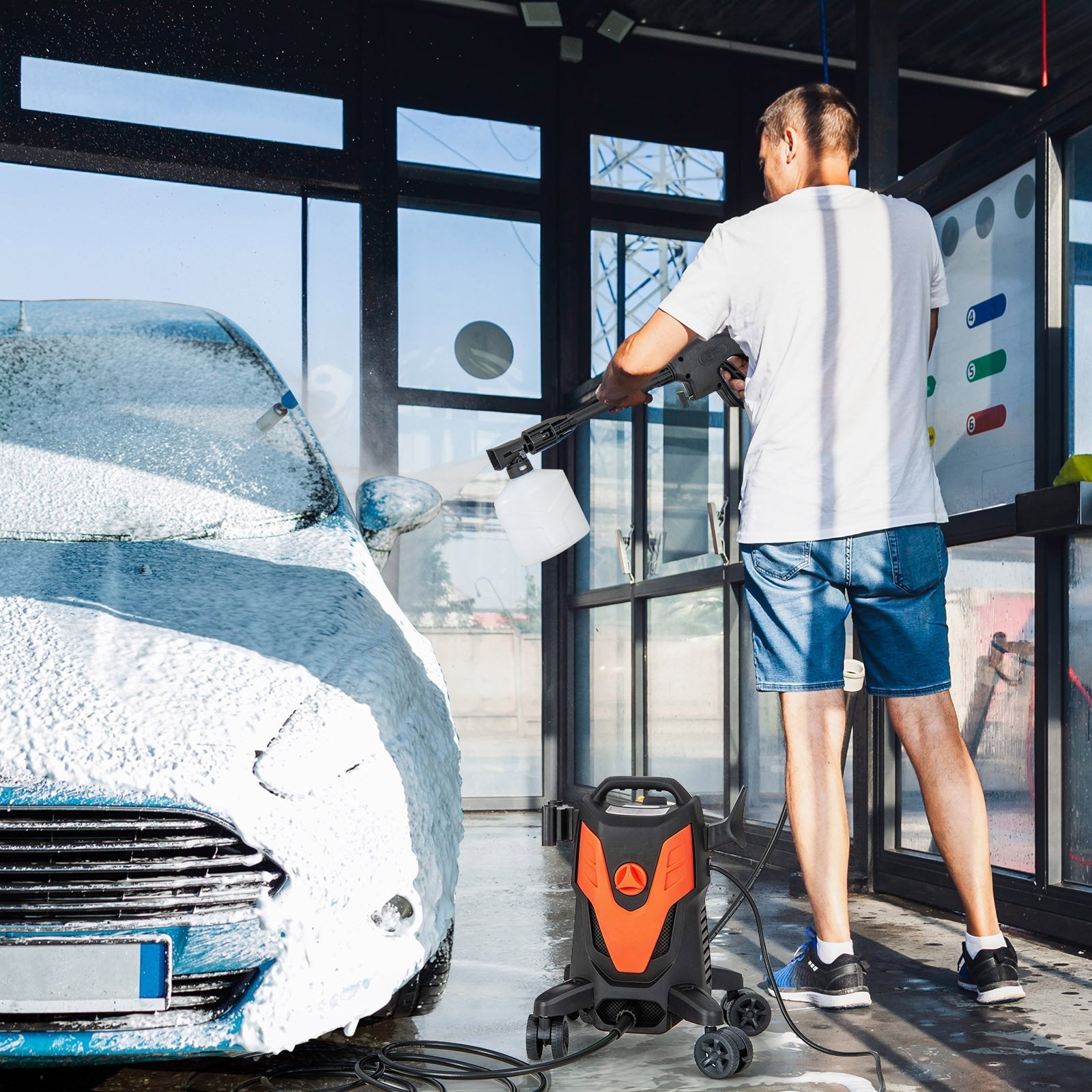 2400 PSI Electric Pressure Washer with 4 Universal Wheels, Orange Vacuums & Cleaners   at Gallery Canada