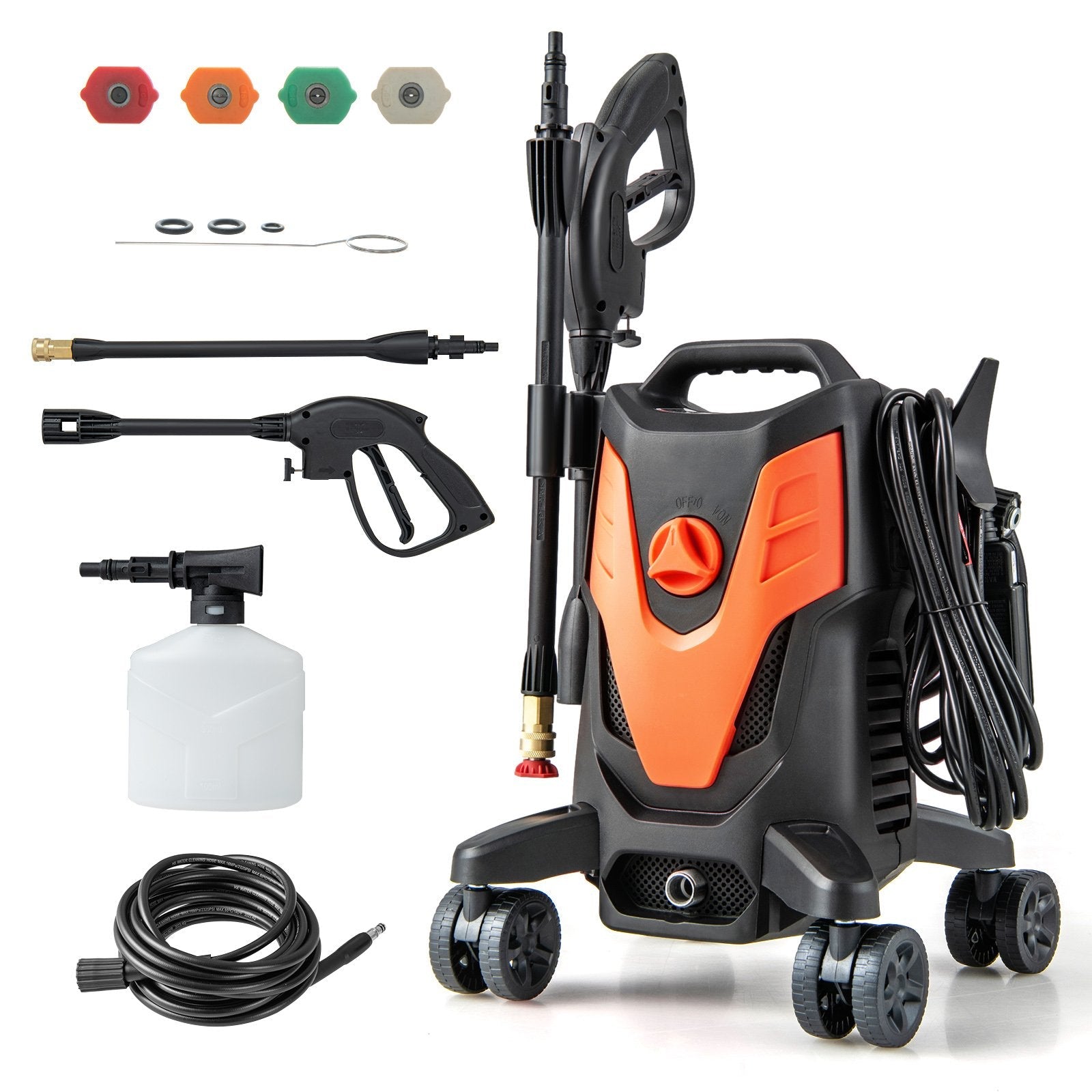 2400 PSI Electric Pressure Washer with 4 Universal Wheels, Orange Vacuums & Cleaners   at Gallery Canada