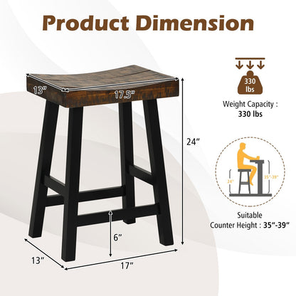 24"/29" Solid Wood Saddle-Seat with Curved Seat Surface and Comfortable Footrests-24 inches, Wood Bar Stools   at Gallery Canada