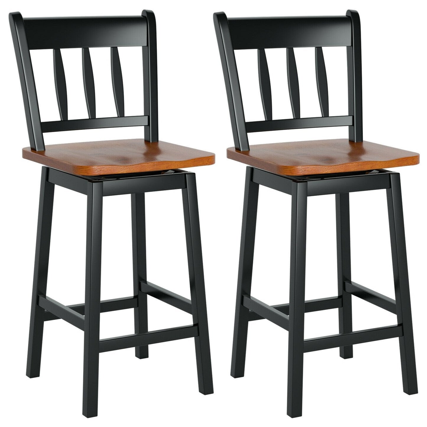 24.5 Inches Set of 2 Swivel Bar Stools with 360° Swiveling, Black Bar Stools   at Gallery Canada