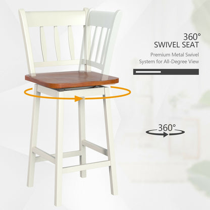 24.5 Inches Set of 2 Swivel Bar Stools with 360° Swiveling, White Bar Stools   at Gallery Canada