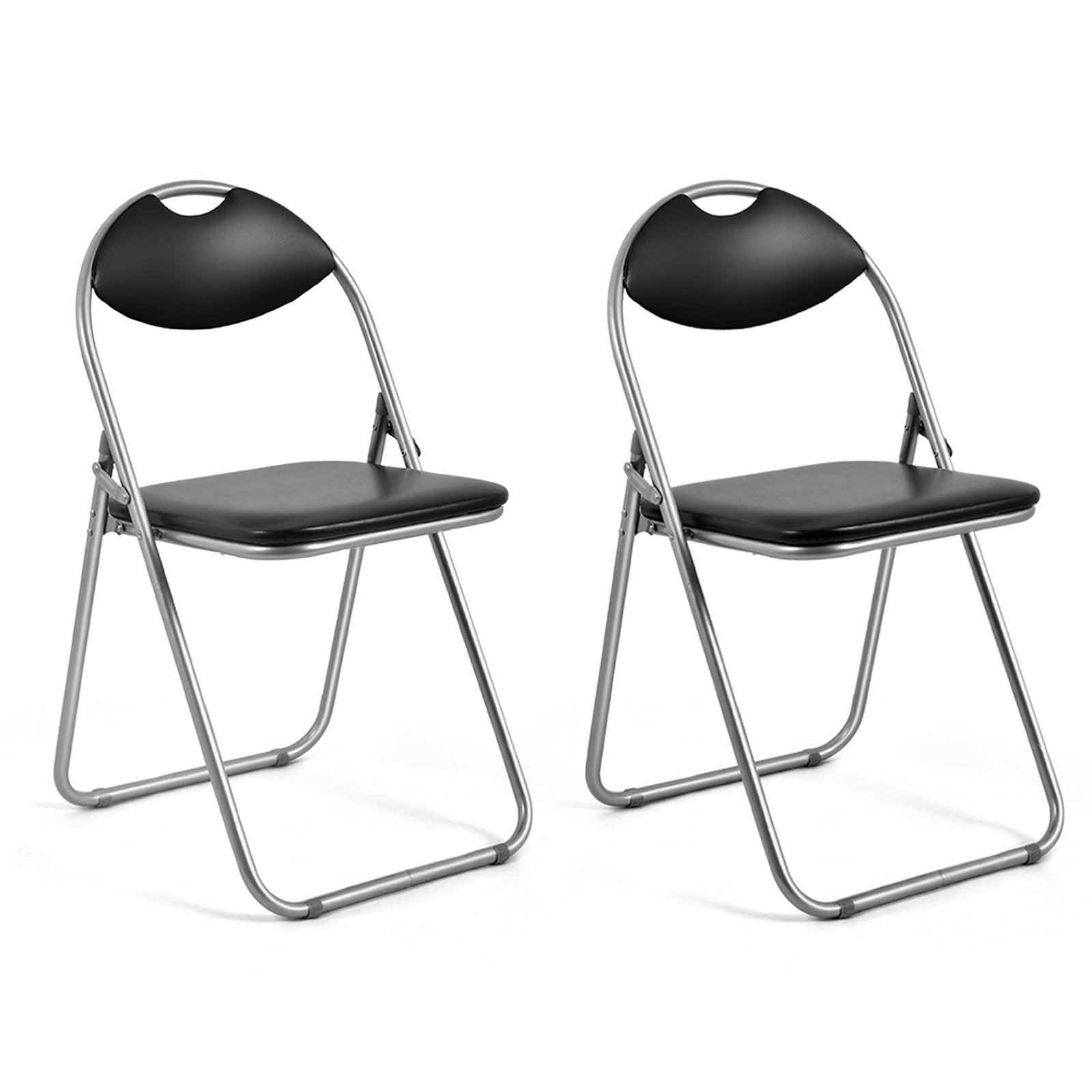 2/4/6 Pieces Portable Folding Dining Chairs Set with Carrying Handles-Set of 2, Black Dining Chairs   at Gallery Canada