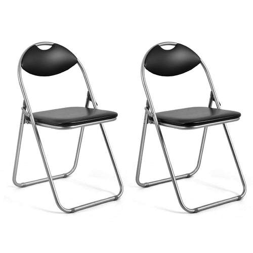 2/4/6 Pieces Portable Folding Dining Chairs Set with Carrying Handles-Set of 2, Black