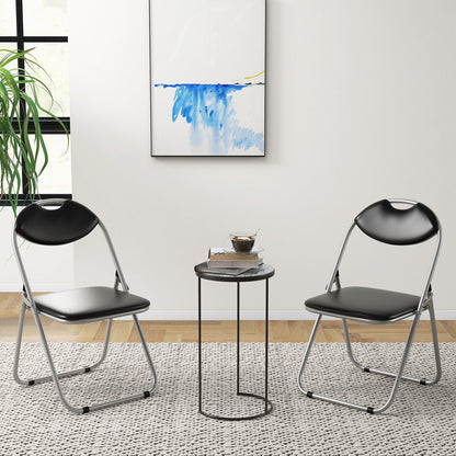 2/4/6 Pieces Portable Folding Dining Chairs Set with Carrying Handles-Set of 2, Black Dining Chairs   at Gallery Canada